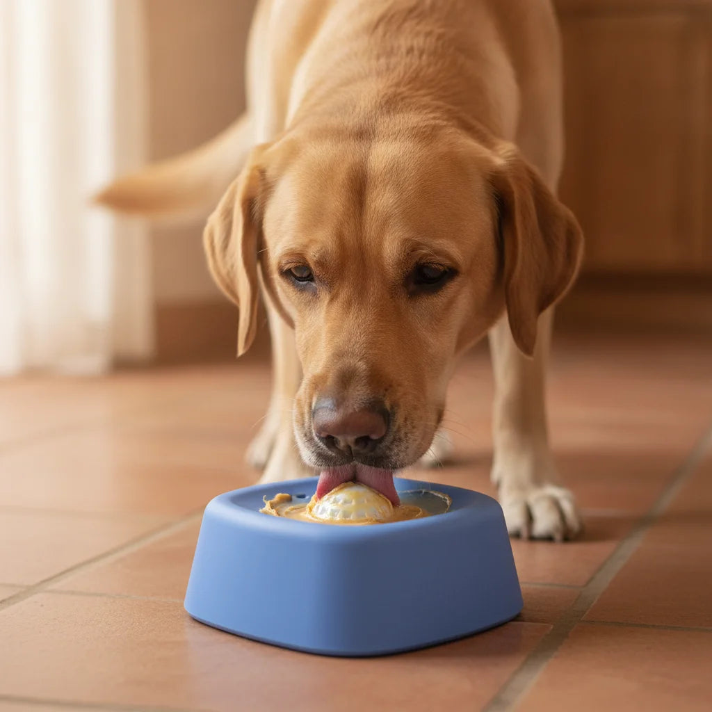 Slow Feed Licking Bowl — in use