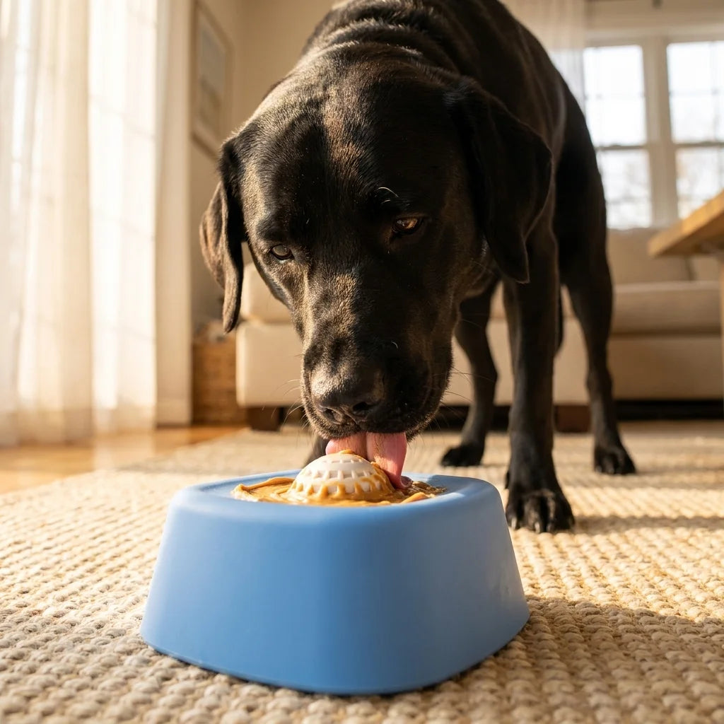 Slow Feed Licking Bowl — in use